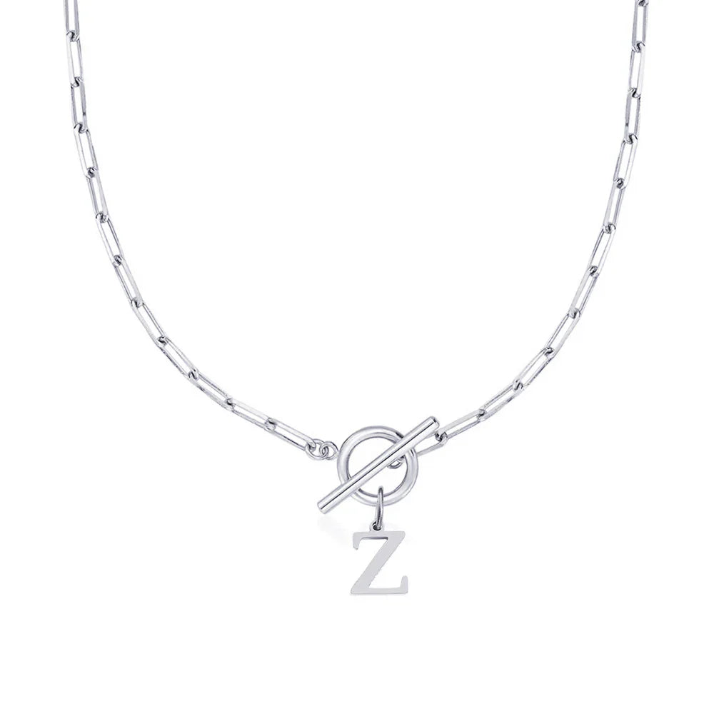 Paperclip Letter Initial Necklace