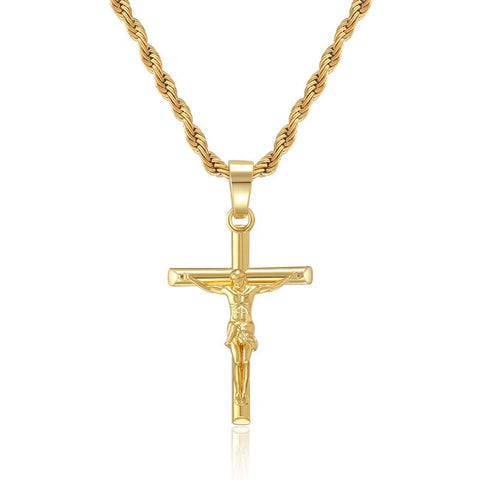 14K Gold Plated Crucifix Cross Necklace