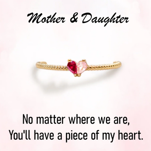 Birthstone Heart Ring for Mom and Daughter