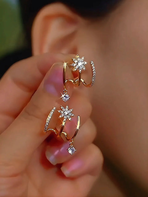 Gold Star Hoop Earrings – 24k Gold Plated Italian Jewelry