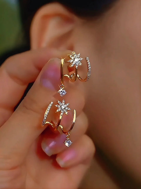 Gold Star Hoop Earrings – 24k Gold Plated Italian Jewelry