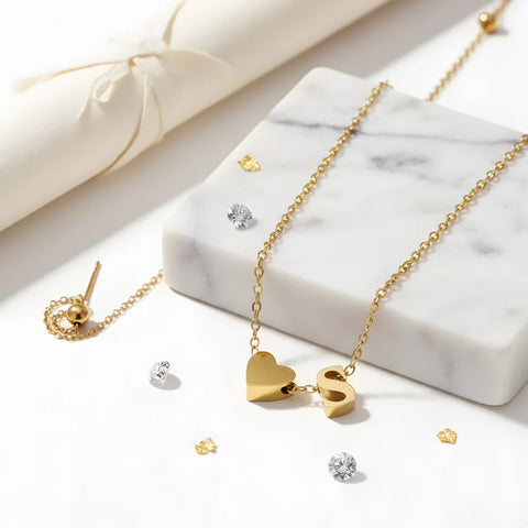 Personalized Heart Initial Necklace