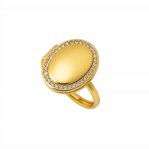 Oval Locket Ring with Photo – Personalized Gold or Silver