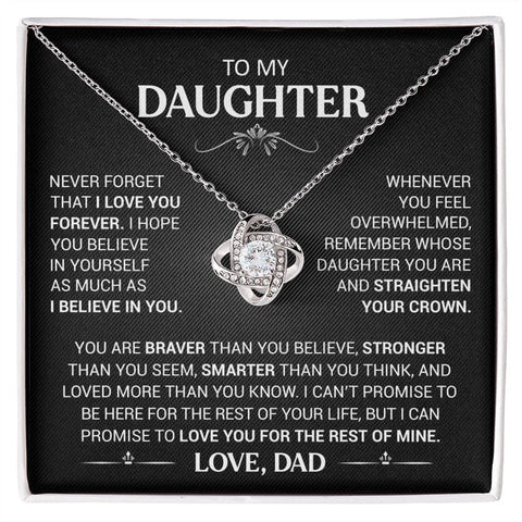 To My Daughter Necklace – Love Knot Gift Box & Card