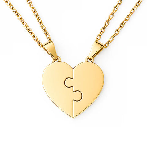 Custom Puzzle Heart Necklace – Personalized Matching Jewelry
