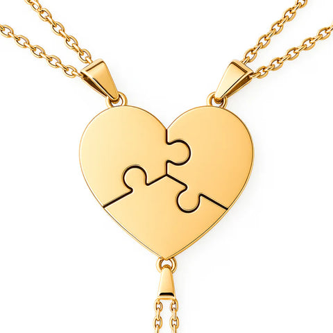 Custom Puzzle Heart Necklace – Personalized Matching Jewelry