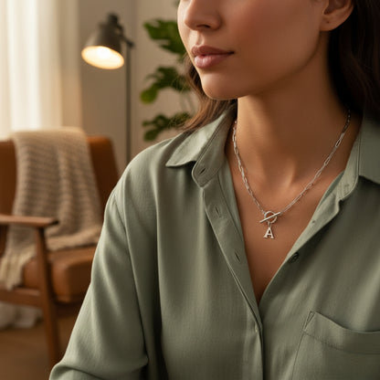 Paperclip Letter Initial Necklace