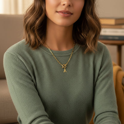 Paperclip Letter Initial Necklace